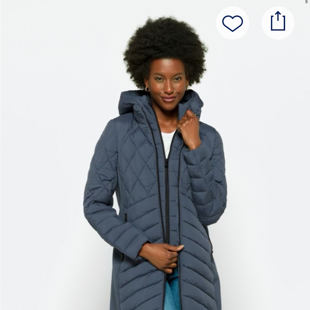 Bernardo Quilted Hooded Puffer Jacket - Dark Blue